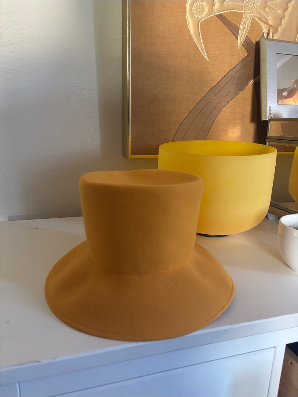 Escada Vintage Yellow Felt Top Hat